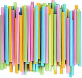 img 3 attached to Colorful Smoothie Straws 300-Pack: Wide 0.37" Disposable Drinking Straws For Milkshakes & Smoothies - UNWRAPPED - Assorted Colors - By DuraHome
