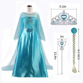 img 3 attached to Snow Queen Girls Party Dress Costume With Accessories: Princess Wig, Crown & Wand For Kids 3-8 Years