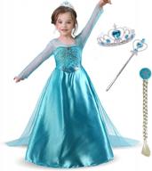 snow queen girls party dress costume with accessories: princess wig, crown & wand for kids 3-8 years logo