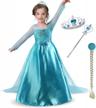 snow queen girls party dress costume with accessories: princess wig, crown & wand for kids 3-8 years logo
