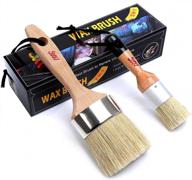 🖌️ premium chalk and wax paint brush furniture set - ideal for painting or waxing - milk paint - dark or clear soft wax - perfect for home decor, cabinets, stencils, and woods - includes 1 small round and 1 large oval brush with natural bristles logo