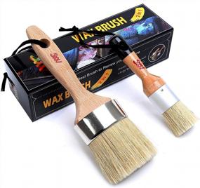 img 4 attached to 🖌️ Premium Chalk and Wax Paint Brush Furniture Set - Ideal for Painting or Waxing - Milk Paint - Dark or Clear Soft Wax - Perfect for Home Decor, Cabinets, Stencils, and Woods - Includes 1 Small Round and 1 Large Oval Brush with Natural Bristles