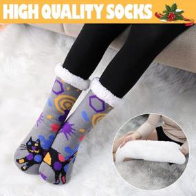 img 2 attached to Women'S Winter Fuzzy Slipper Socks Non Slip Thick Fleece Lined Grippers Christmas Home Socks