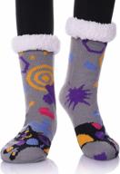 women's winter fuzzy slipper socks non slip thick fleece lined grippers christmas home socks logo