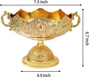 img 3 attached to Beautiful Gold Metal Round Tray With Pedestal - Perfect For Home, Hotel Or Wedding Decorations By HOHIYO