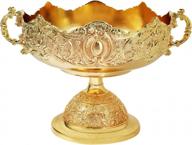 beautiful gold metal round tray with pedestal - perfect for home, hotel or wedding decorations by hohiyo logo