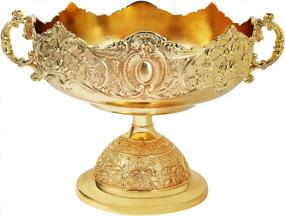 img 4 attached to Beautiful Gold Metal Round Tray With Pedestal - Perfect For Home, Hotel Or Wedding Decorations By HOHIYO