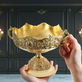 img 2 attached to Beautiful Gold Metal Round Tray With Pedestal - Perfect For Home, Hotel Or Wedding Decorations By HOHIYO
