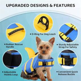 img 2 attached to 🦈 Adjustable Dog Life Vest - Queenmore Pet Lifesaver for Swimming, Shark Life Jacket with Rescue Handle, Rip-Stop Safety Vest for Small Medium Large Dogs