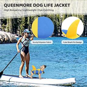 img 3 attached to 🦈 Adjustable Dog Life Vest - Queenmore Pet Lifesaver for Swimming, Shark Life Jacket with Rescue Handle, Rip-Stop Safety Vest for Small Medium Large Dogs