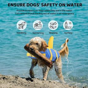 img 1 attached to 🦈 Adjustable Dog Life Vest - Queenmore Pet Lifesaver for Swimming, Shark Life Jacket with Rescue Handle, Rip-Stop Safety Vest for Small Medium Large Dogs