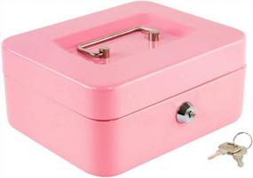 img 4 attached to Kyodoled Medium Cash Box With Money Tray,Small Safe Lock Box With Key,Cash Drawer,7.87"X 6.30"X 3.54" Pink Medium