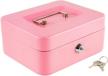 kyodoled medium cash box with money tray,small safe lock box with key,cash drawer,7.87"x 6.30"x 3.54" pink medium logo