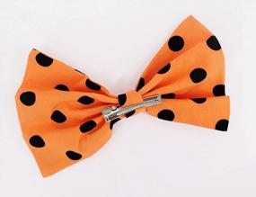 img 1 attached to C-ZOFEK Заколки для волос в горошек и галстук-бабочка на шею Набор: 3 шт. Оранжевые шпильки с бантом для женщин