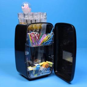 img 3 attached to Компактный и функциональный черный мини-холодильник с подставкой для ручек и копилкой - идеальный подарок для женщин-учителей!