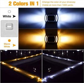 img 3 attached to VOLISUN Solar Driveway Lights Dock Deck Lights 12 Pack,2 Colors In 1,Wireless Solar Powered Waterproof Outdoor Warning Step Lights For Driveway Sidewalk Pathway (2 Colors Lighting,White/Warm White)