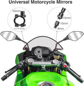 img 2 attached to 🛵 QIRUIMY Black Universal Motorcycle Mirrors: Rear View Side Mirror with Handlebar Mount Clamp & Threaded Bolts for Scooter, ATV