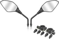 🛵 qiruimy black universal motorcycle mirrors: rear view side mirror with handlebar mount clamp & threaded bolts for scooter, atv логотип