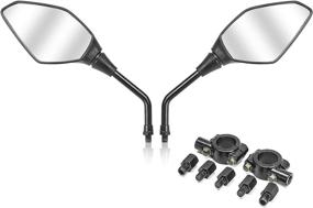 img 4 attached to 🛵 QIRUIMY Black Universal Motorcycle Mirrors: Rear View Side Mirror with Handlebar Mount Clamp & Threaded Bolts for Scooter, ATV