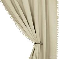 🏠 lordtex pom pom blackout curtains for bedroom, 52 x 72 inch, cream - set of 2 panels: thermal insulated, sun light blocking drapes for living room логотип