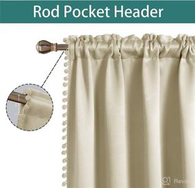 img 2 attached to 🏠 LORDTEX Pom Pom Blackout Curtains for Bedroom, 52 x 72 inch, Cream - Set of 2 Panels: Thermal Insulated, Sun Light Blocking Drapes for Living Room