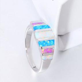 img 1 attached to Shimmering Opal Gemstone Rings For Women: Get The Perfect Fit From Size 5 To 13!