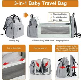 img 3 attached to LOVOMAMMA Diaper Bag with Changing Station: Ultimate Baby Backpack Diaper Bag with 👶 Bassinet for Boys and Girls - Stylish Grey Design with 3 Insulated Pockets for Women