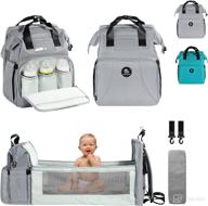 lovomamma diaper bag with changing station: ultimate baby backpack diaper bag with 👶 bassinet for boys and girls - stylish grey design with 3 insulated pockets for women logo