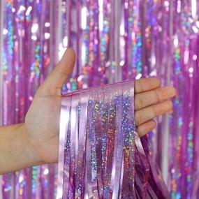 img 3 attached to 🎉 Foil Fringe Curtains Party Decorations - Melsan 3 Pack 3.2 x 8.2 ft Tinsel Curtain Party Photo Backdrop - Ideal for Birthday Party, Baby Shower, or Graduation Decorations in Eye-Catching Pinkish Purple Hue