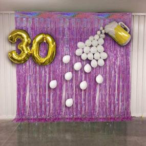 img 2 attached to 🎉 Foil Fringe Curtains Party Decorations - Melsan 3 Pack 3.2 x 8.2 ft Tinsel Curtain Party Photo Backdrop - Ideal for Birthday Party, Baby Shower, or Graduation Decorations in Eye-Catching Pinkish Purple Hue