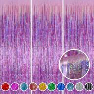 🎉 foil fringe curtains party decorations - melsan 3 pack 3.2 x 8.2 ft tinsel curtain party photo backdrop - ideal for birthday party, baby shower, or graduation decorations in eye-catching pinkish purple hue логотип