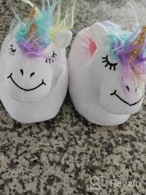 img 7 attached to Comfortable Plush Animal Sock Top Slippers for Toddler Boys and Girls - Yankee Toy Box