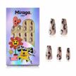 gold leopard cat eye long press on nails by miraga - kit with prep pad, mini file, cuticle stick, and 24 reusable fake nails for stylish nails at home logo
