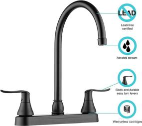 img 3 attached to 🚰 Dura Faucet DF-PK330HLH-MB RV Elegant J-Spout Swivel Kitchen Sink Faucet - Two Handle (Matte Black): Efficient and Stylish Faucet for RV Kitchen Sinks