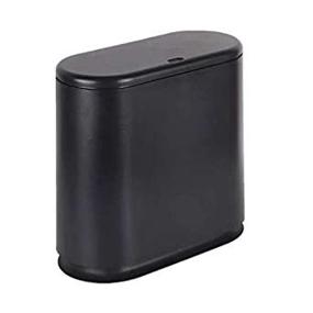 img 3 attached to Black 2.4 Gallon/10 Liter Plastic Trash Can With Press Top Lid - Modern, Thin Waste Basket For Bathroom, Kitchen, Living Room, Office And Narrow Spaces - IEEK Garbage Can
