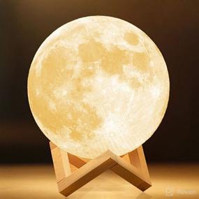 img 1 attached to 🌕 Remote and Touch Control USB Rechargeable 3D Moon Lamp Night Light for Kids - Perfect Gift for Baby Girls and Boys (16 Colours)