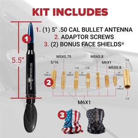 img 1 attached to 🔵 Alpha Defense Bullet Antenna Pack: Premium Protection with 1 Bullet Antenna & 2 Face Shields (Blue)