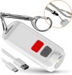 usb rechargeable waterproof 130 db security panic button siren whistle with led light self defense personal alarm keychain for women safety sound alert device key chain by weten (white) logo