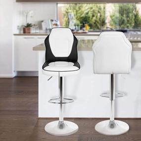 img 4 attached to Set Of 2 Mixed Color Adjustable Swivel Racing Seat Bar Stools With Extra Comfort - Modern Style (White/Black) By Magshion