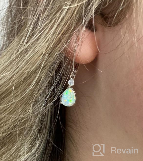 img 1 attached to FEELDAN Premium 14K Gold Plated White Opal Teardrop Lever-Back Dangle Earrings - Hypoallergenic Jewelry review by Kimberly Marquez