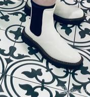 img 1 attached to Chunky Heeled Leather Booties: Athlefit'S Chelsea Ankle Boots For Women With Slip-On Ease And Platform Lug Sole review by Amanda Young