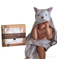 organic bamboo baby hooded bath towel & washcloth set – ultra soft, hypoallergenic fibers, extra large 48x30 size – ideal for newborns, infants, toddlers & kids (grey) logo