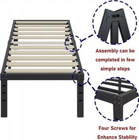 img 1 attached to Twin Bed Frame 14 Inch High 3 Inches Wide 2500 Pounds Support No Box Spring Needed Wood Slats Foam Mattress Underbed Storage Easy Assembly Noise Free