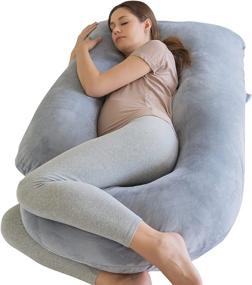 img 4 attached to U-Shaped Maternity Pillow for Pregnant Women - Essential Full Body Support Pillow with Back, Hip, Leg, and Abdominal Comfort - Soft, Easy Cleaning, Removable Pillowcase - Ideal Maternity Gift (Grey)
