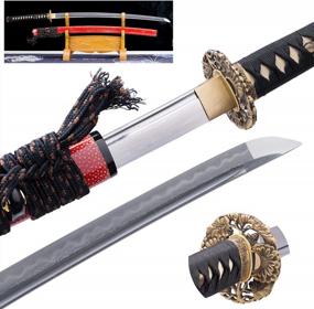 img 4 attached to Аутентичный японский меч катана с настоящей сталью 1095 + 1060 - идеально подходит для поклонников аниме Танджиро, Саске и холодного ниндзя