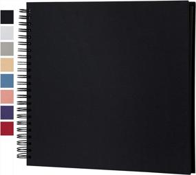 img 4 attached to Potricher 12 X 12 Inch DIY Scrapbook Photo Album Hardcover Kraft Blank Black Page Wedding And Anniversary Family Photo Album (Black, 12Inch)
