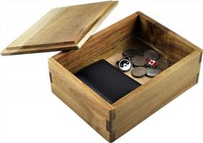img 2 attached to Organize Jewelry, Coins & More With Spiretro Wooden Storage Box - 8X6X3In Natural Acacia Decorative Crate