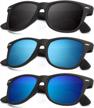 stylish polarized sunglasses set with color mirror lens for men and women - 100% uv blocking (pack of 3) logo