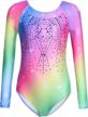 sparkling perfection: zaclotre kid girls color gradient gymnastic leotard for long sleeve ballet dance outfit logo