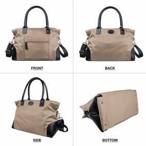 img 1 attached to ECOSUSI Nylon Duffle Bag Weekender Travel Tote With Trolley Sleeve For Sports, Beige - Perfect Carry On Bag For Overnight Trips